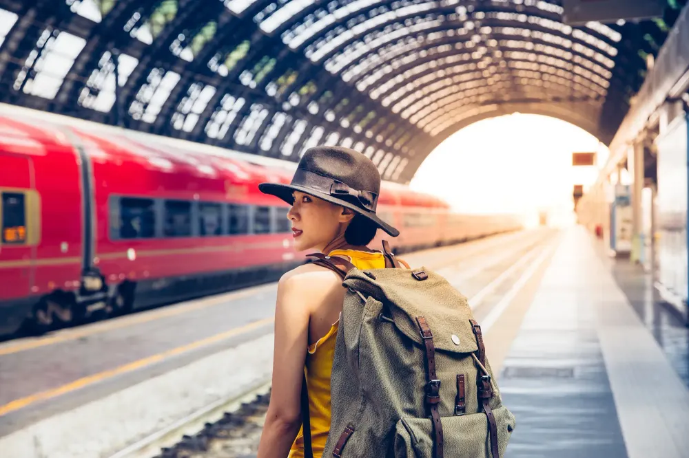 woman on train station platform